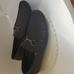 Marco Vitale black driving moccasin slip on size men's horse bit across the shoe